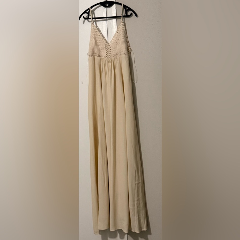 Boho Lulu's Cream Crochet Bodice Maxi Dress large - Picture 5 of 7